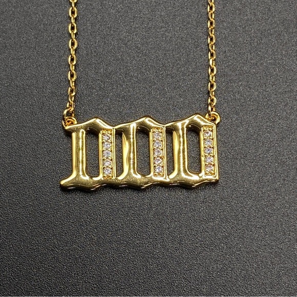 Angel Number 000 Pendant Necklace Gold Plated CZ - Picture 6 of 6